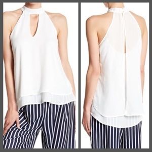 Layered White Gigi Mock Neck Tank by Want & Need